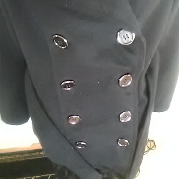 Elegant Black Double-Breasted Fall Springb Coat - Picture 4 of 5